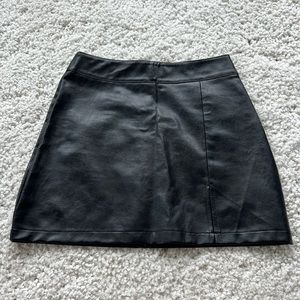 Black leather mini skirt
